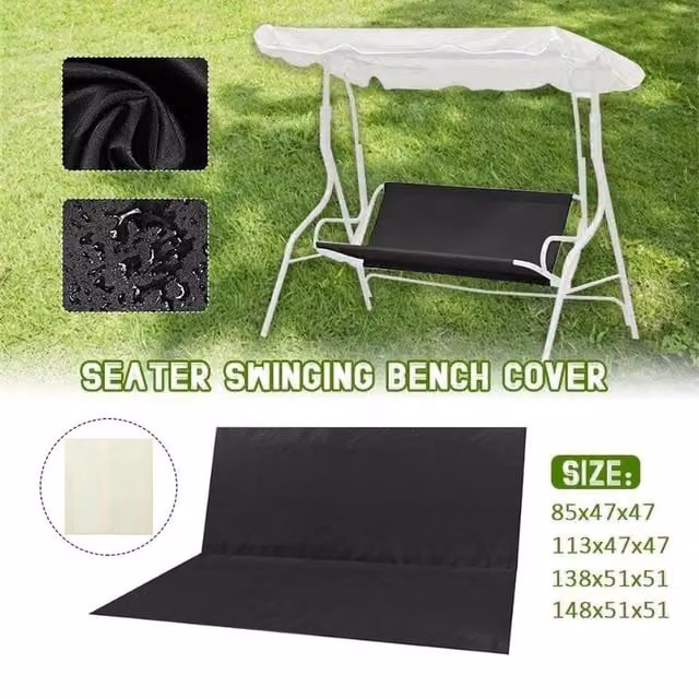 NESTLUNE Black Water-Repellent Polyester Swing Seat and Bench Cover, W/D/H: 100 x 15 x 15 cm – 1