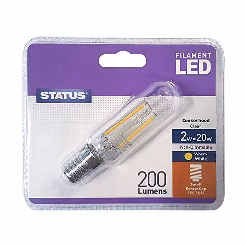 Status 2W E14 T25 Clear Universal Filament Cooker Hood Light Bulb – 1