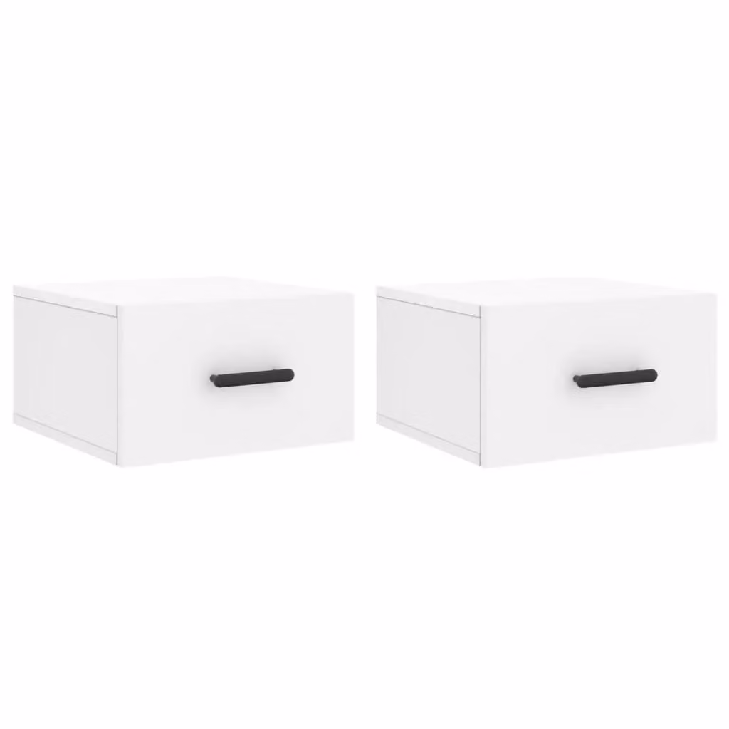 Berkfield Home Wall-mounted Bedside Cabinets, 2 Piece Set, White, W/D/H: 35 x 35 x 20 cm