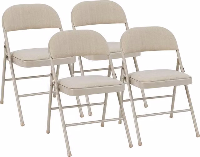 Costway 4-Piece Set of Modern Brown Fabric and Metal Stackable Folding Chairs