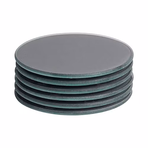 Harbour Housewares Round Glass Coasters in Grey, Pack of 6, Diameter: 10 cm – 1