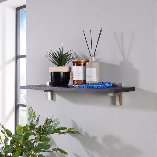 Core Products Ltd Lavant Slim Shelf Kit with L-shape Metal Brackets, Black