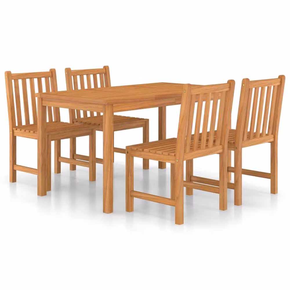 Berkfield Home 5 Piece Garden Dining Set in Brown Solid Teak Wood – 2