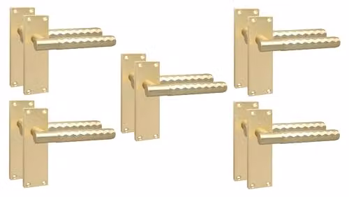 Golden Grace Victorian Knurled T-Bar Door Handles in Satin Brass, 5 Pairs