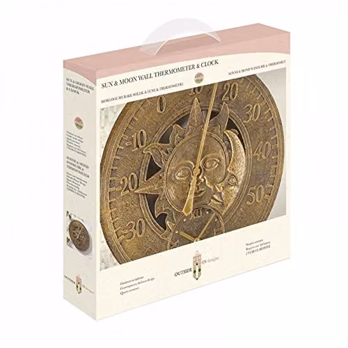 Smart Garden Sun & Moon Wall Thermometer and Clock, Multi-colour, Diameter: 30.48 cm – 4