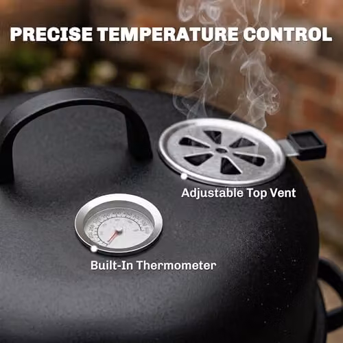 Outsunny 3-in-1 Vertical Charcoal Smoker with Thermometer and 2 Grill Grates, Black – 5