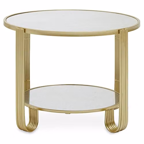 Orsina Round Mirrored Top Side Table with Gold or Silver Frame, W63 x D63 x H42 cm