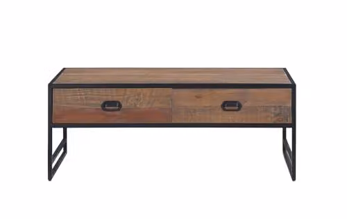 Baumhaus Ooki Industrial Coffee Table with Four Drawers in Brown
