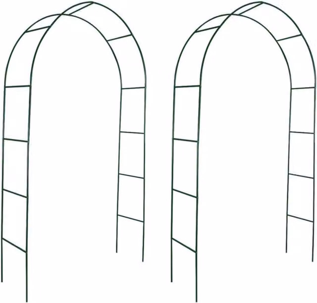 Berkfield Metal Garden Arch Support for Climbing Plants, Green, 2 Pack, H: 240 cm, W: 140 cm, D: 39 cm