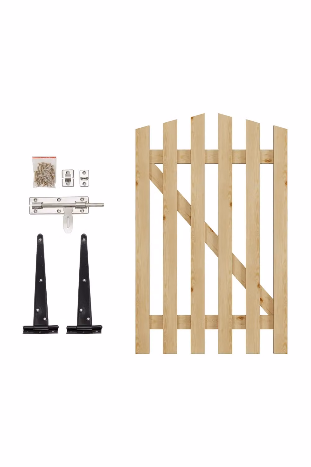 Living and Home Wooden Arched Garden Gate in Brown, Yellow or Beige, H: 120 cm – 3