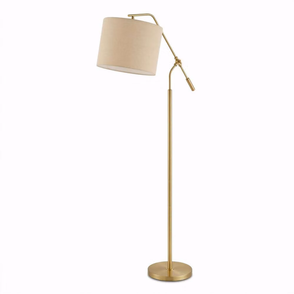 FurnitureboxUK Claudia Standing Floor Lamp in Light Bronze and Brass with White Fabric Shade – 3