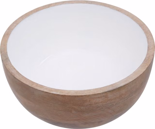Orsina Kara Round Wooden Pasta Bowl in Beige and White
