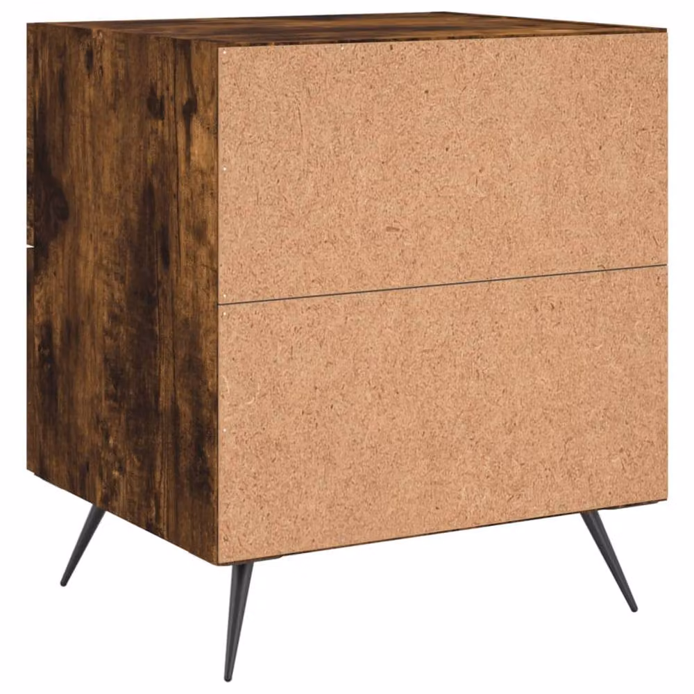 Berkfield Home Modern Bedside Cabinets, 2 Piece Set in Smoked Oak Brown, W/D/H: 40 x 35 x 47.5 cm – 4