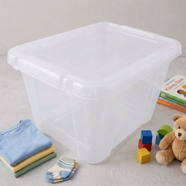 Set of 3 Storm Trading Group Multipurpose 24-Litre Stackable Storage Boxes with Lids, Transparent