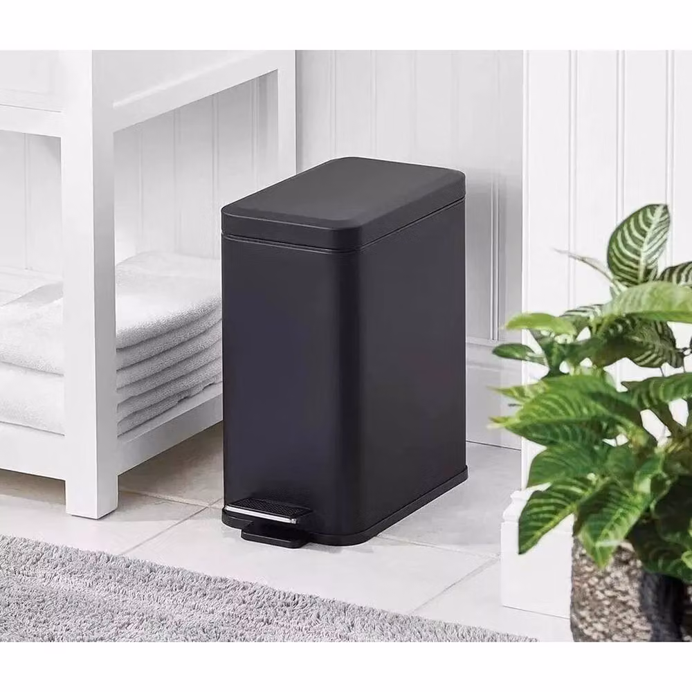 PAWNORA Stainless Steel Slim Pedal Bin, 5L, Black – 3