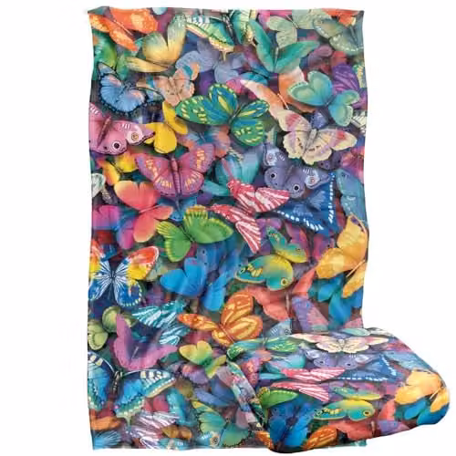 JQ Licensing Royce Mcclure Butterfly Magic Pattern Super Soft Floral Fleece Throw Blanket, Multicolour, W/D/H: 91 x 147 cm