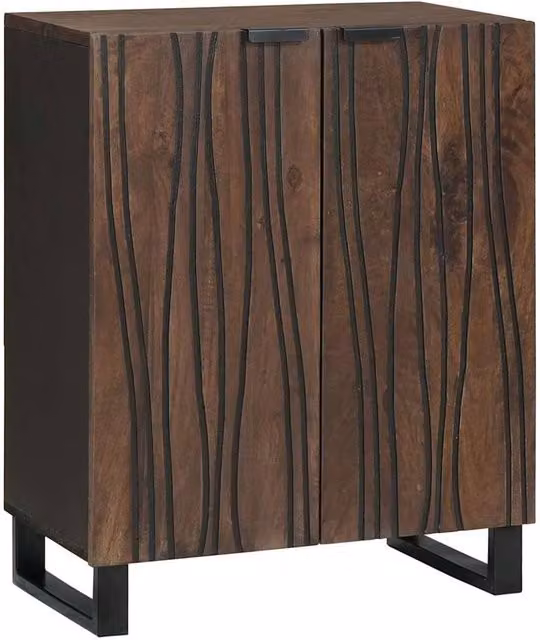Berkfield Home Modern Mango Wood Sideboard in Brown and Black, W/D/H: 60 x 33.5 x 75 cm – 1