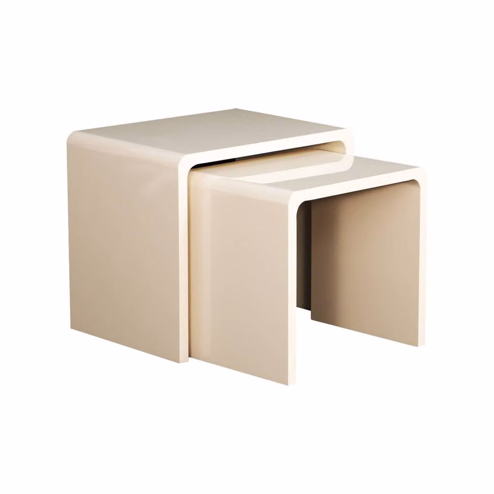 sweeek Set of 2 Nesting Tables with Glossy Finish in Beige – 2