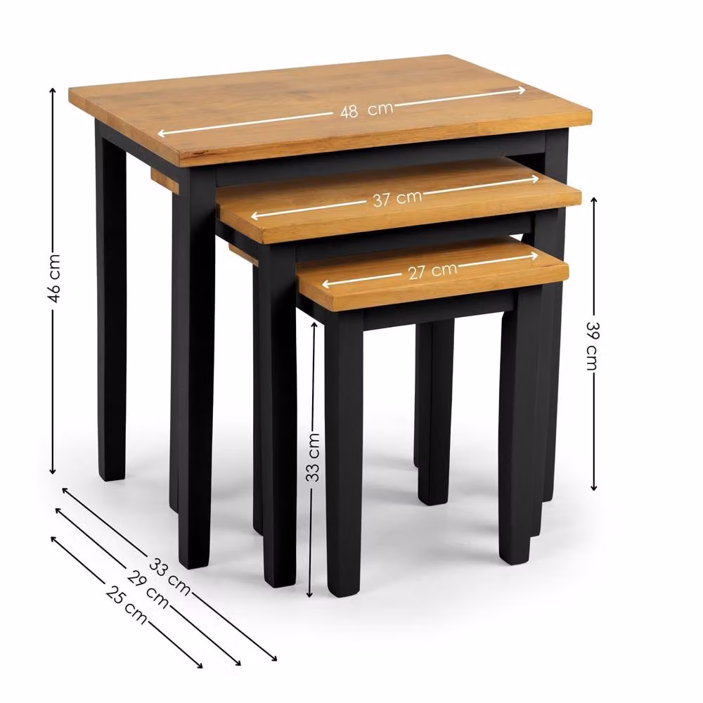 Cheshire Invermere Two Tone Black and Light Oak Nest of Tables – 4