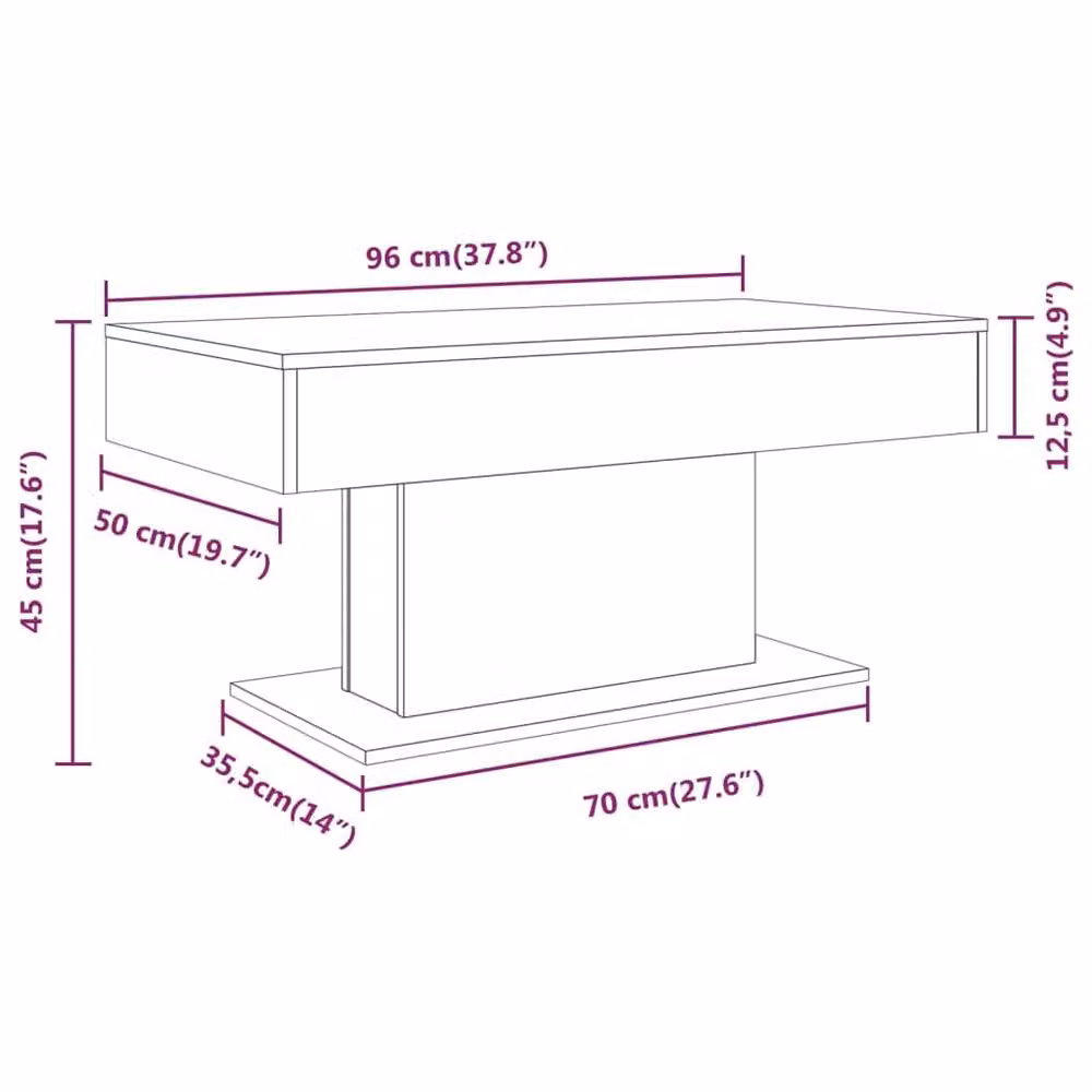 Berkfield Home Smoked Oak Coffee Table in Brown, W/D/H: 96 x 50 x 45 cm – 4