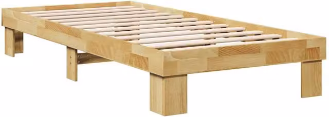 Berkfield Home Beautiful Small Single Solid Wood Bed Frame in Brown, W/D/H: 190 x 78 x 29 cm – 1