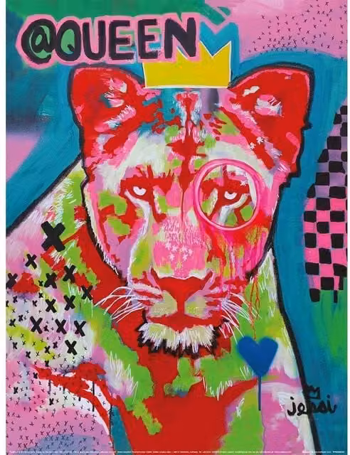 Jessi Dahlquist @Queen Multicolour Animal Portrait Paper Poster – 1