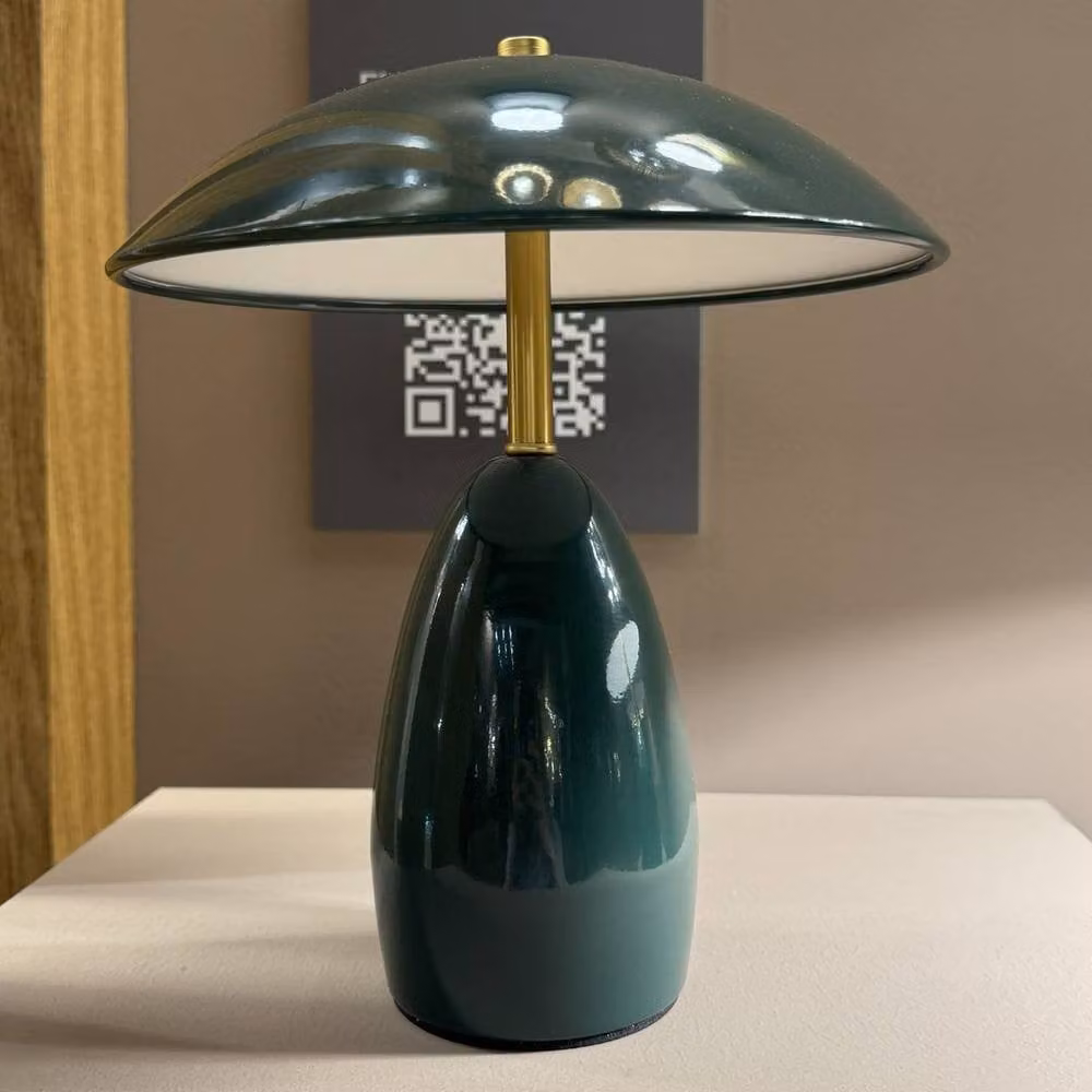 Netlighting Poppy 12V Rechargeable Small LED Table Lamp in Pine Green with Warm White 3000K Light – 3