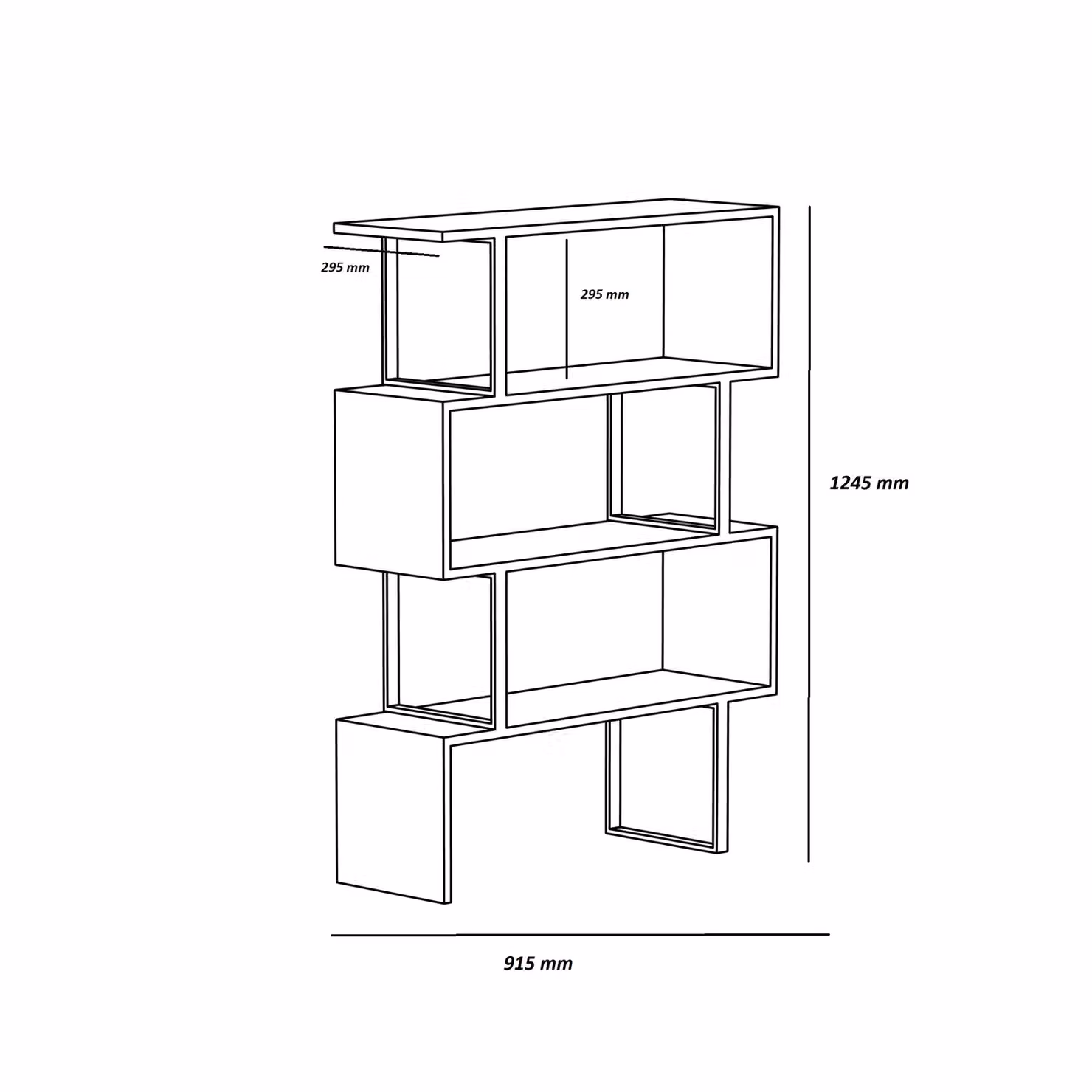 Decorotika Adriana Modern Geometric 4-Tier Bookshelf in White and Brown, W/D/H: 120 x 30 x 90 cm – 3