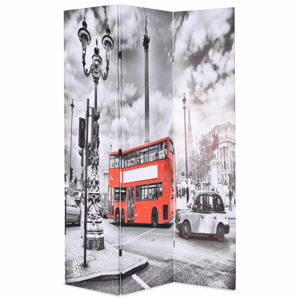 Berkfield Home Beautiful London Bus Folding Room Divider, Black & White, W: 120 cm, H: 170 cm