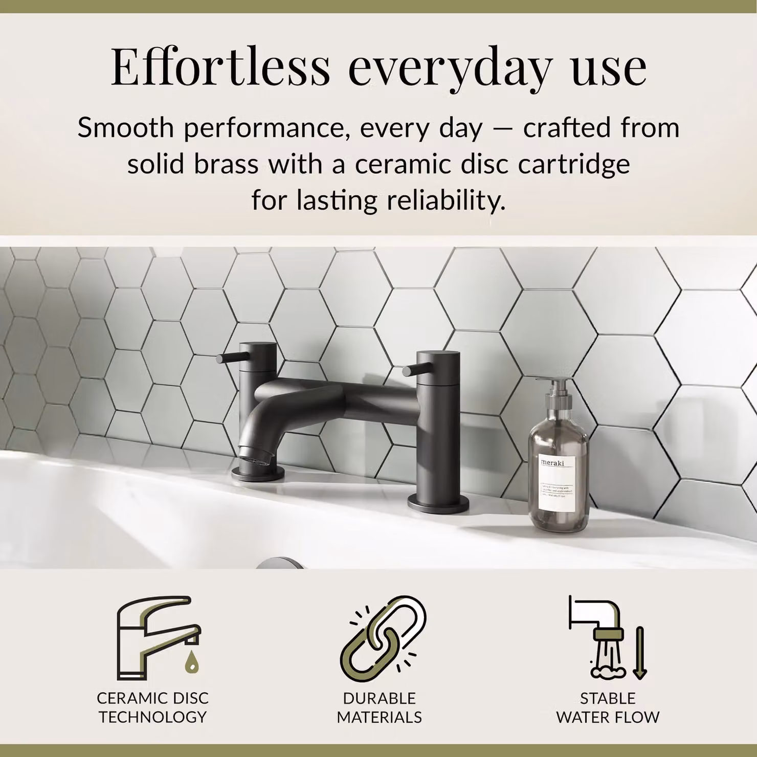 Balterley Round Minimalist Deck Mounted Single Lever Bath Filler Tap, Matt Black – 2