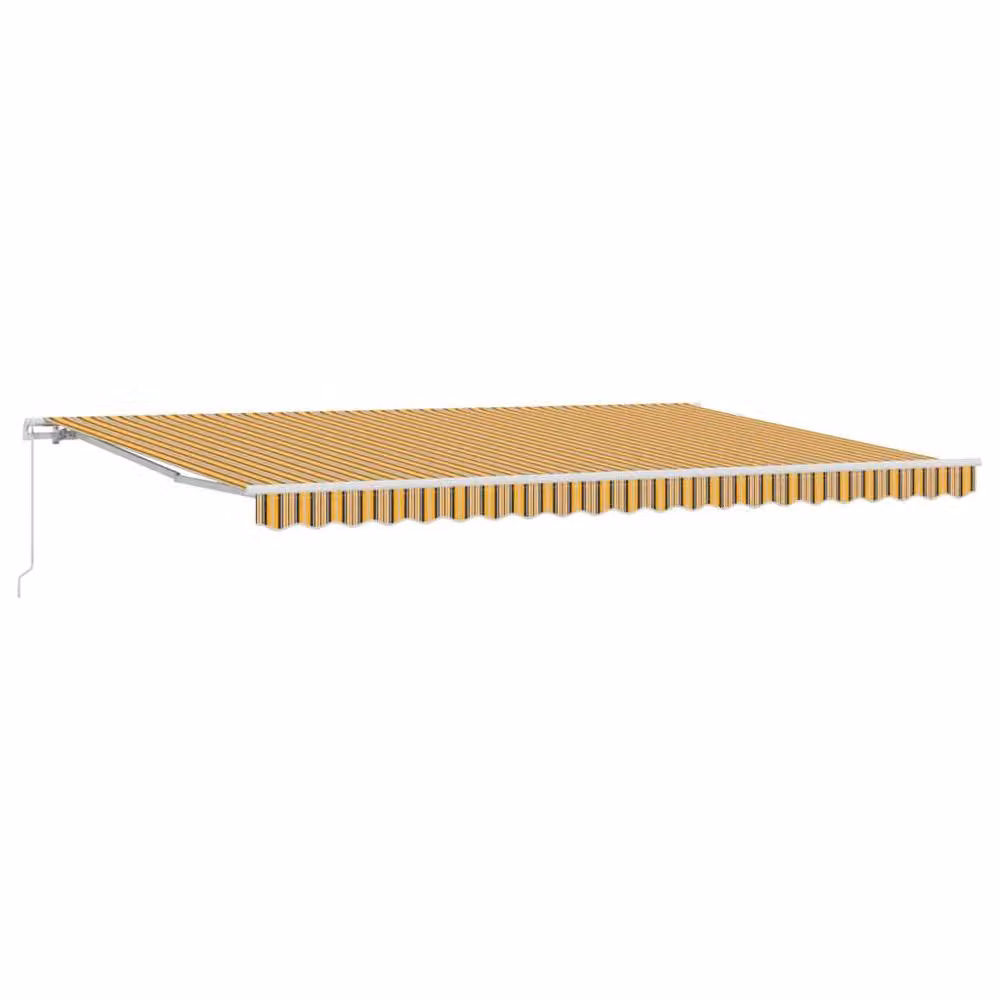 Berkfield Home Manual Retractable Polyester Awning in Multicolour Yellow Stripe, W: 500 cm, D: 300 cm – 3