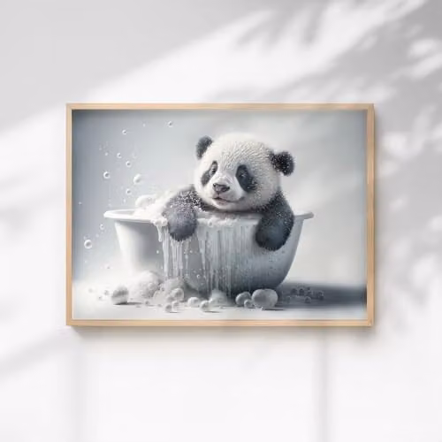 60 Second Makeover Baby Panda Quirky Animal Print Paper Poster, A3, Multicolour