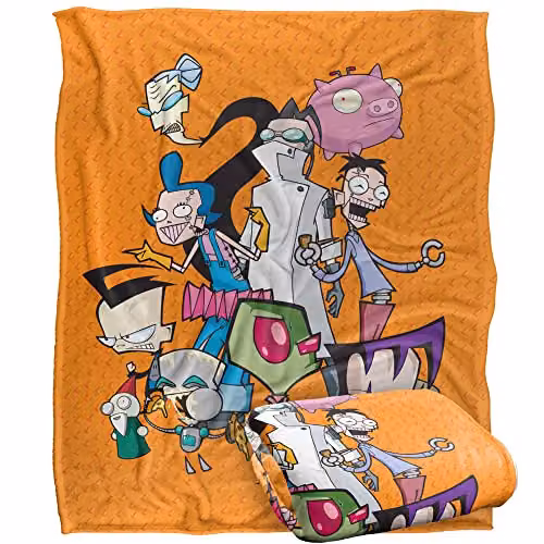 LOGOVISION Invader Zim Silky Touch Super Soft Fleece Throw Blanket in White, W/D/H: 152 x 127 cm – 1