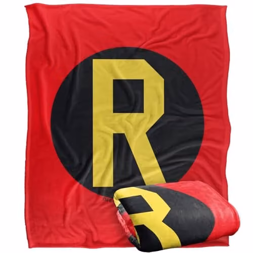 LOGOVISION DC Originals Robin Logo Super Soft Silky Touch Fleece Throw Blanket, Multicolour, W: 127.0 cm x H: 152.4 cm – 1