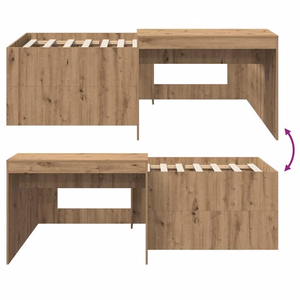 Berkfield Home Kids High Bed Frame with Desk in Artisan Oak Brown, W/D/H: 90 x 200 cm – 5