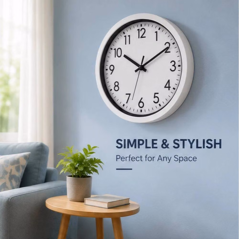 FORGEVIO Modern Round White Analog Wall Clock, Diameter: 17.5 cm – 4