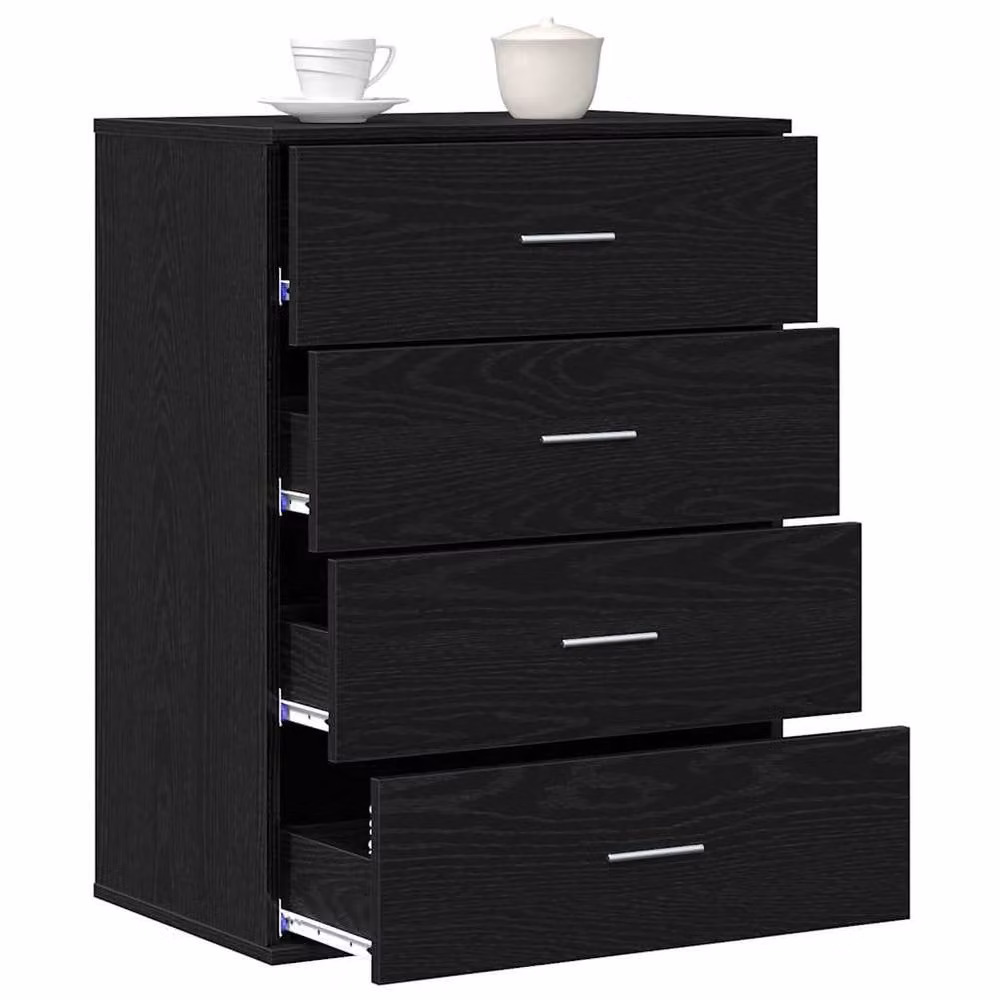 Berkfield Home Modern Sideboard with Drawer in Black Oak Engineered Wood – 1