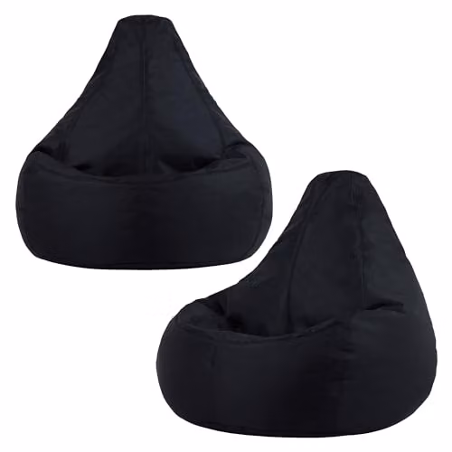Bean Bag Bazaar 2 Pack of Black Water Repellent Outdoor Bean Bags with Filling Included – 1