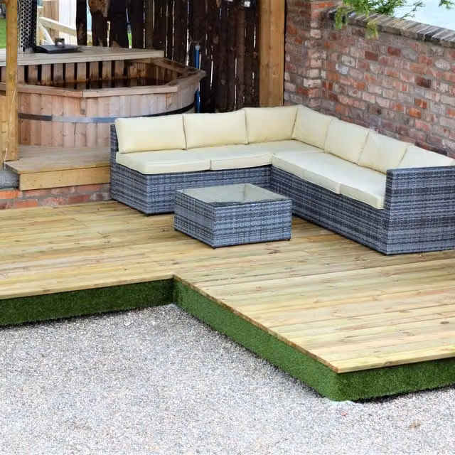 Swift Deck Complete Self Assembly Garden Decking Kit in Brown Wood, W: 4.75m x D: 4.7m