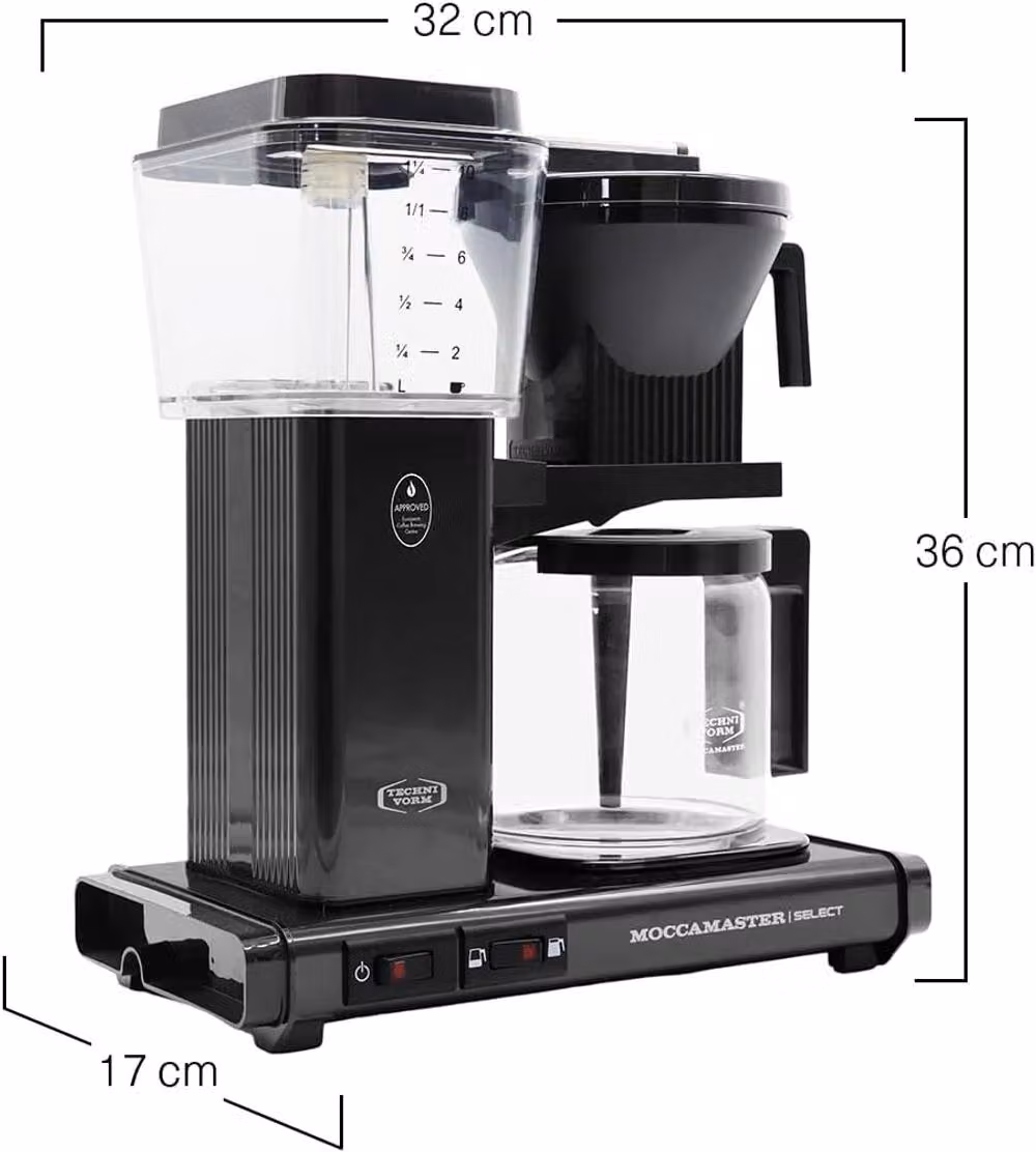 Moccamaster KBG Select Filter Coffee Machine with Glass Jug, Black, 1.25 l – 3