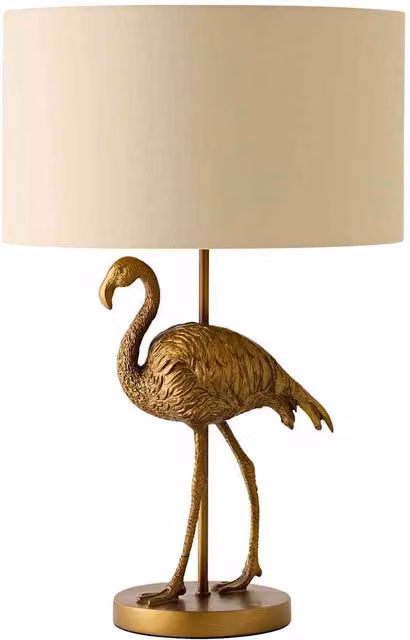 Flo Flamingo Brushed Bronze Table Lamp in Beige and Gold by ValueLights