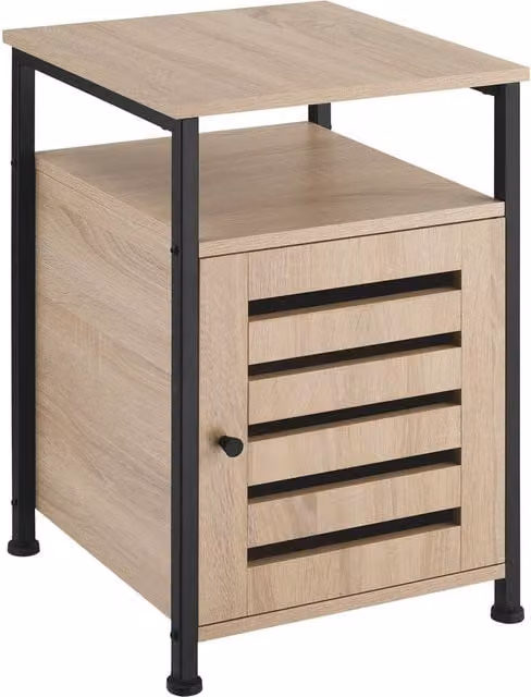 tectake Modern Bedside Table with Cupboard and Open Compartment in Oak and Brown, W/D/H: 40.5 x 40.5 x 60.5 cm – 6