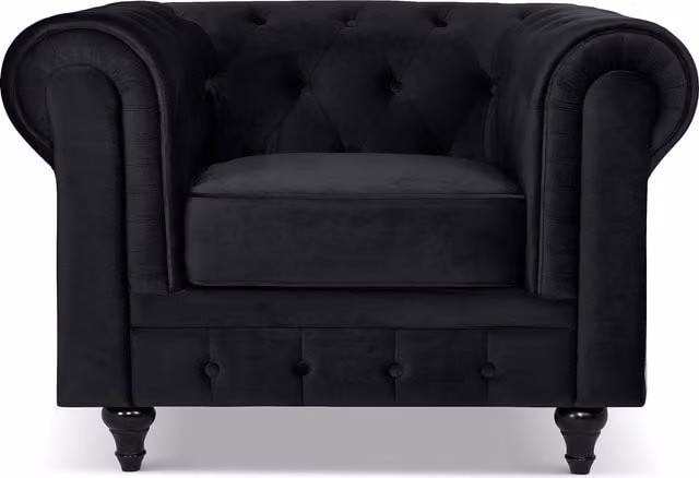 Bravich LTD Chesterfield 2 Seater Velvet Scroll Arm Sofa in Black – 1