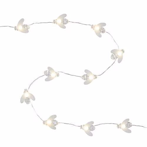 Lights4fun Honey Bumble Bee Battery String Fairy Lights with 20 Warm White Micro LEDs, Silver Wire, 2m Length – 6