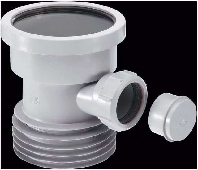 McAlpine Grey Plastic 110mm Drain Connector with 1.5 inch Branch