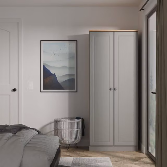 Ready Assembled 2 U Surrey Plain Grey Double Wardrobe with Hinged Doors