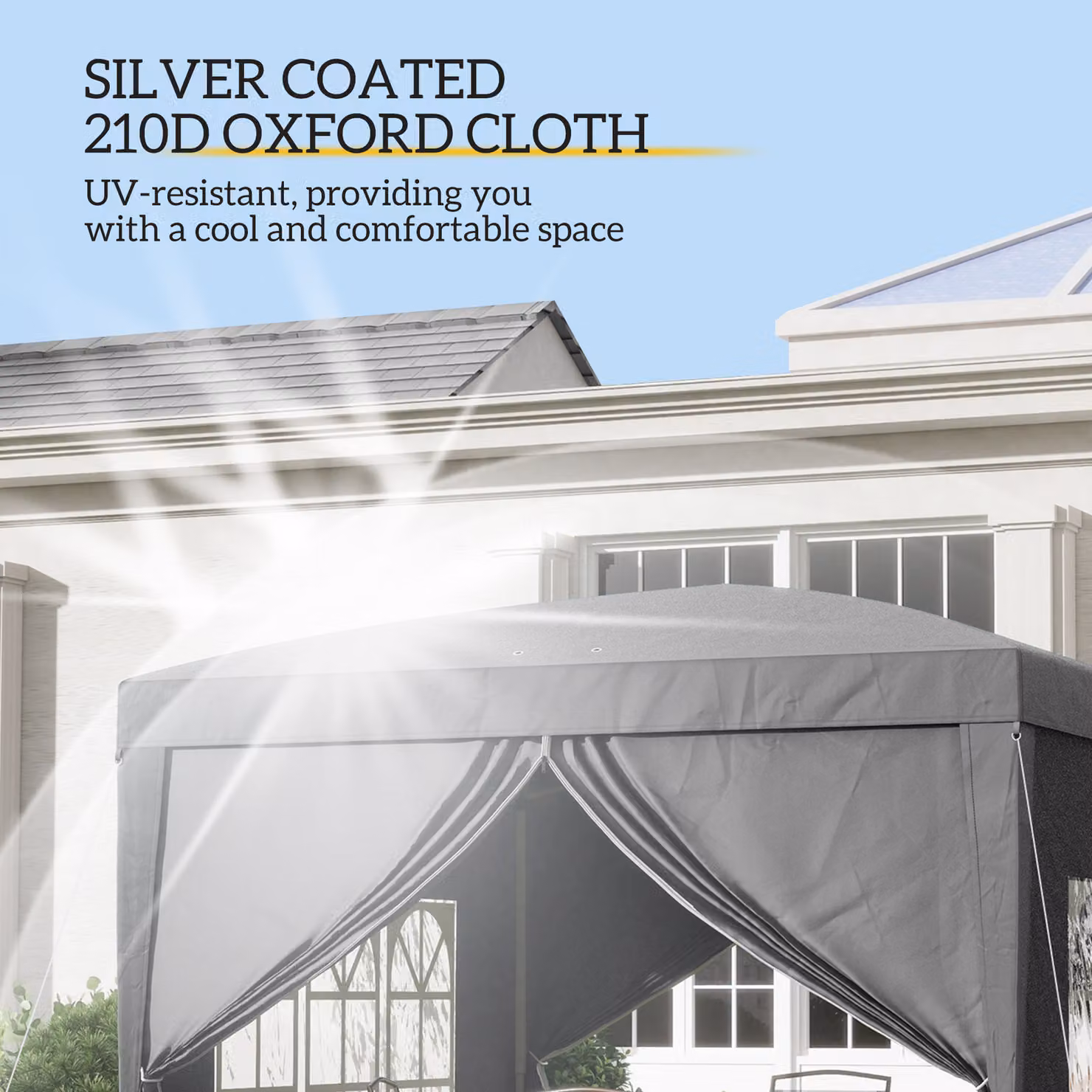 Outsunny Waterproof Metal Frame Gazebo with 2 Windows and Carry Bag, Grey, W: 300 cm x D: 300 cm x H: 295 cm – 4