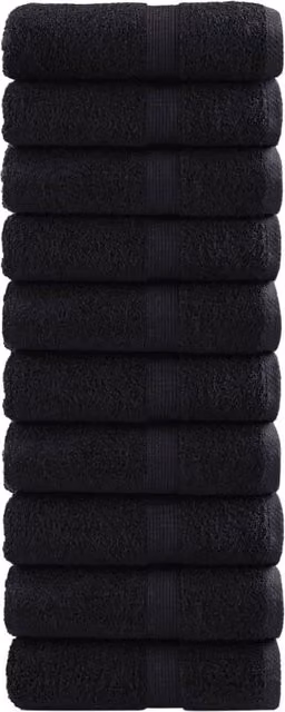 Berkfield Home SOLUND Premium Cotton Soap Towels, Black, 10 pcs, W/D/H: 30 x 30 cm, 600 gsm
