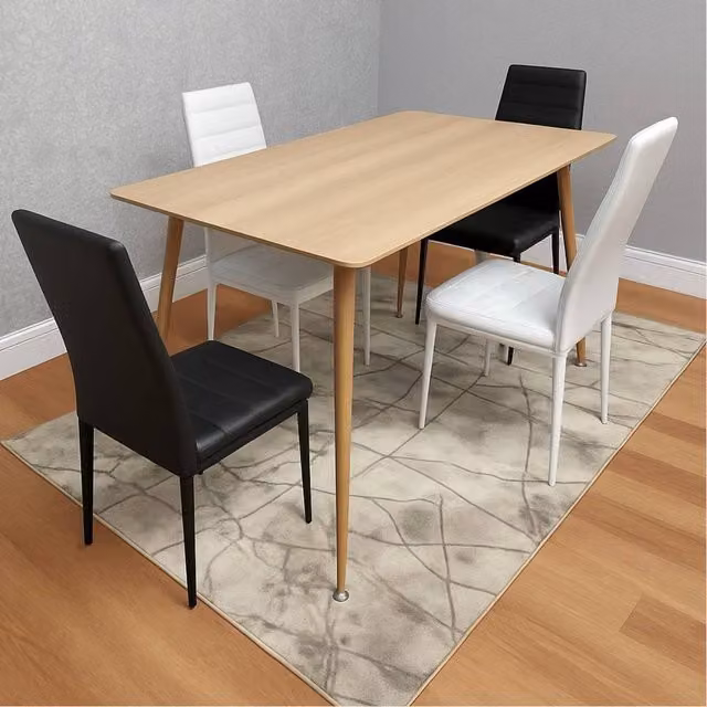 KOSY KOALA Modern Rectangular Dining Table Set with 4 Chairs in Brown, Black and White