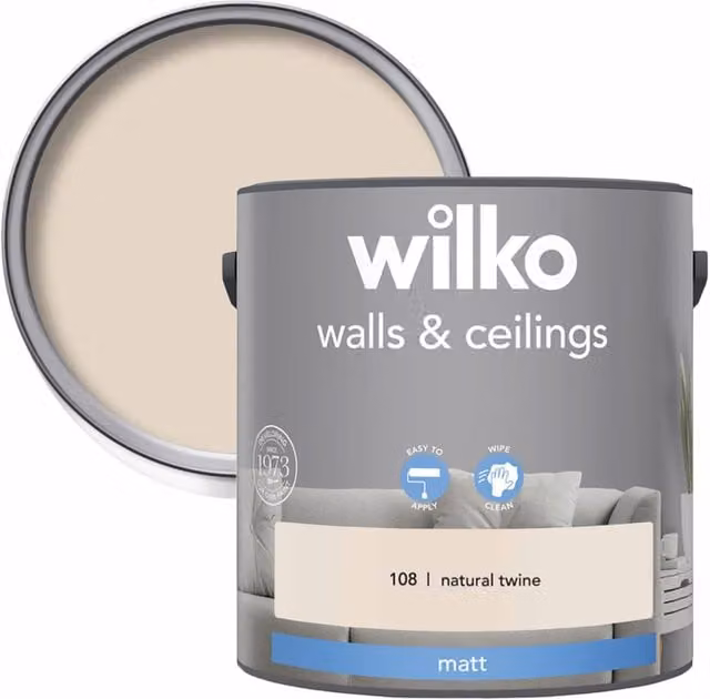 wilko Walls and Ceilings Matt Emulsion Paint, Beige, 2.5 l